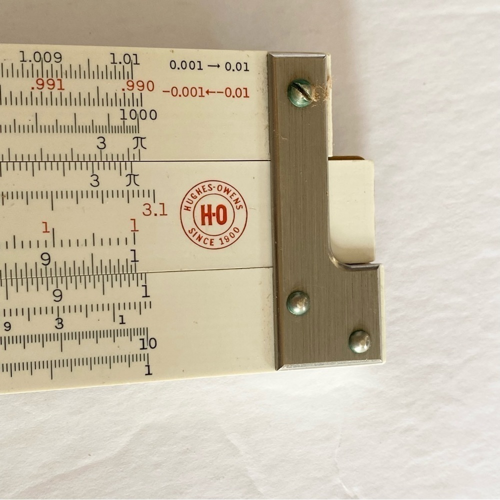Vintage Hughes-Owens Slide Rule with Stitched Leather Case